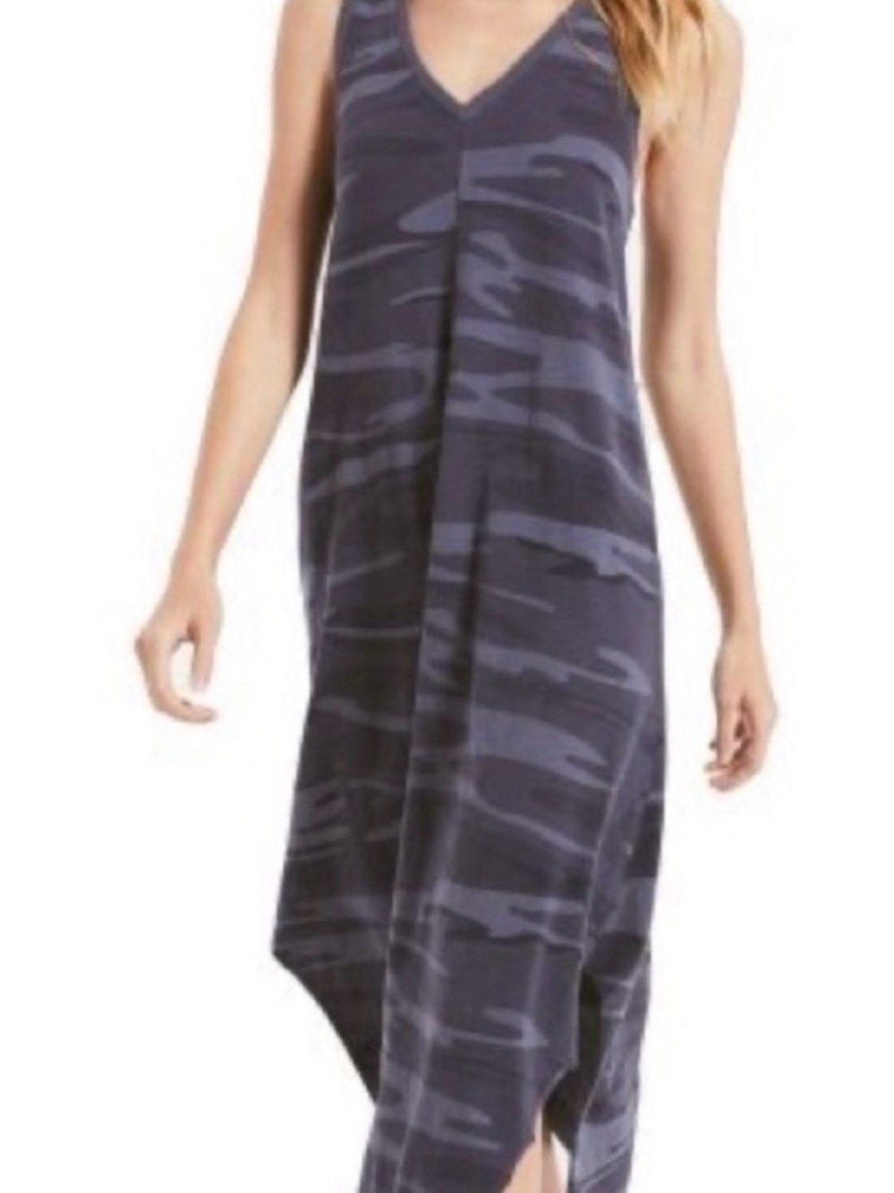 Z Supply Reverie Sleeveless V-Neck Gray Camo Maxi Dress
